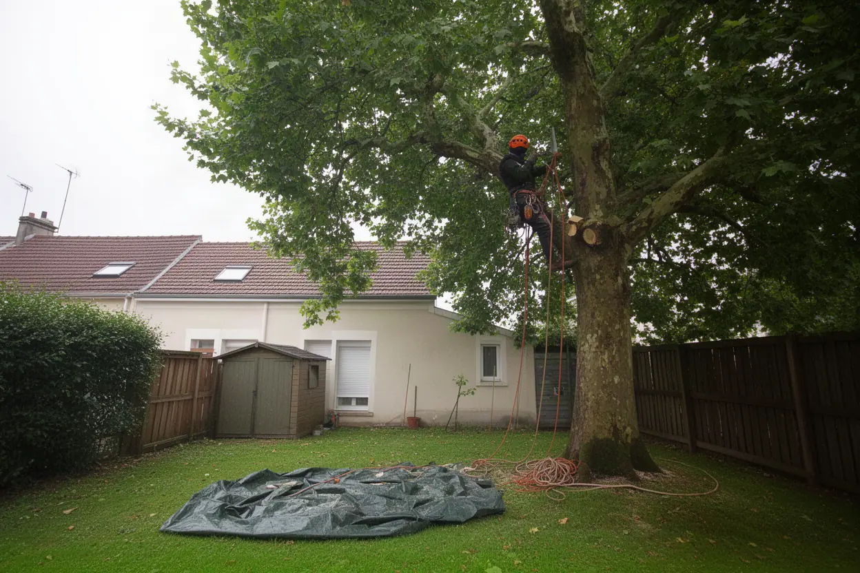 Arboriste réalisant une taille douce dans un jardin à Orléans
